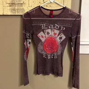 Sheer long sleeve womens top